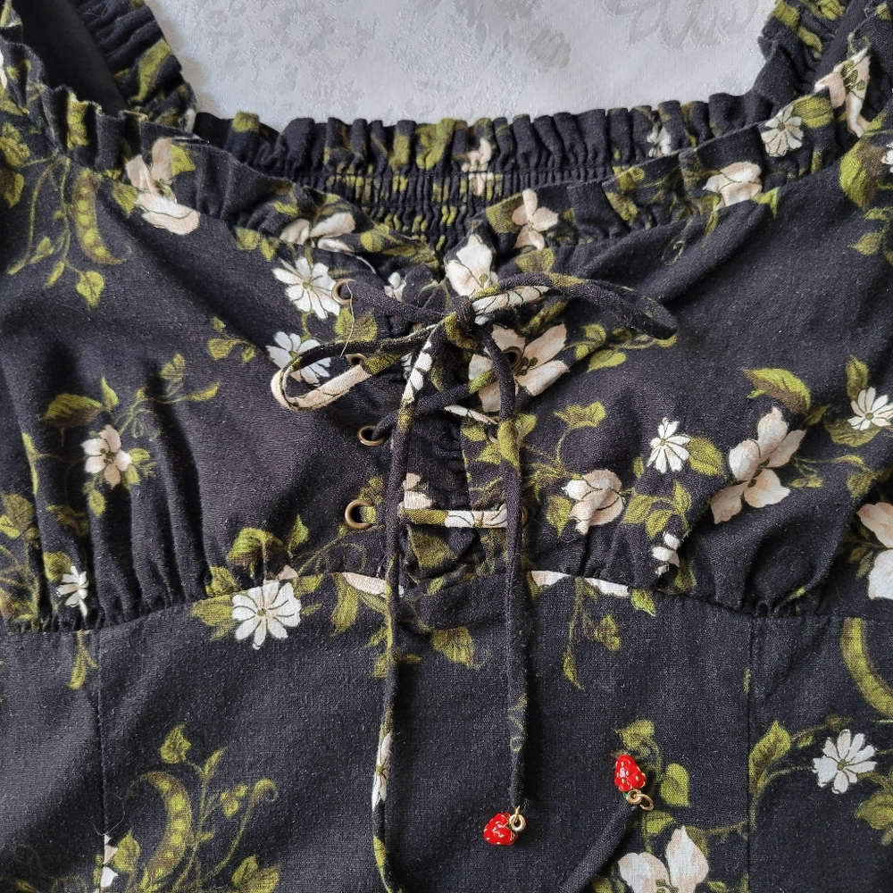 NWT Anthropologie Dress Floral Midi Linen Size Medium - Picture 10 of 14